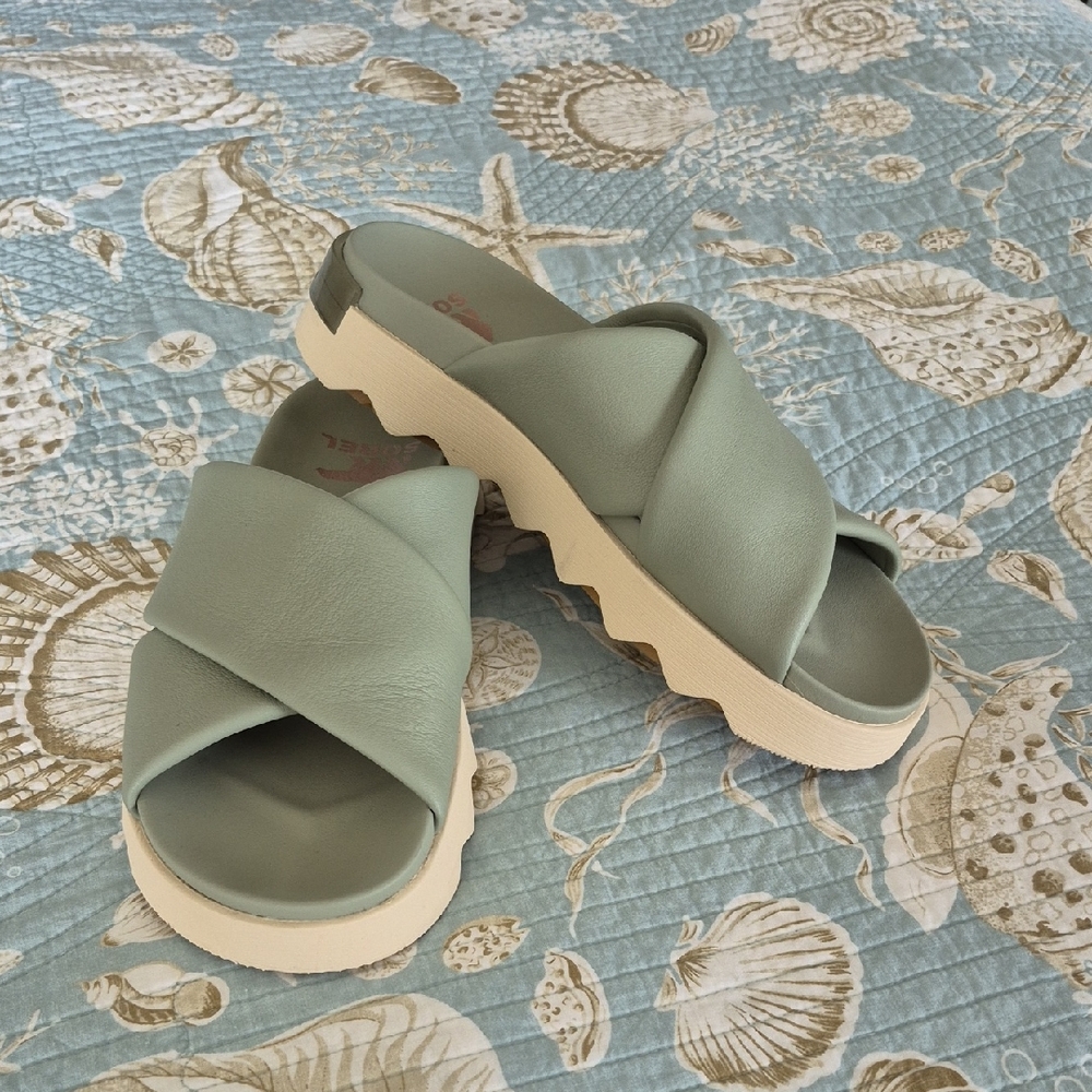 Sorel Women's Sandals in Mint Green and Cream